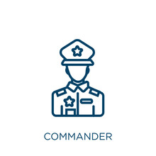 Commander Icon. Thin Linear Commander, Technology, Command Outline Icon Isolated On White Background. Line Vector Commander Sign, Symbol For Web And Mobile