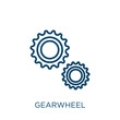 gearwheel icon. Thin linear gearwheel, cogwheel, gear outline icon isolated on white background. Line vector gearwheel sign, symbol for web and mobile