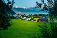 A Beautiful Norway Landscape At The Fjords In September. Autentic Scenery Of Northern Europe.