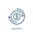 liquidity icon. Thin linear liquidity, liquid, natural outline icon isolated on white background. Line vector liquidity sign, symbol for web and mobile