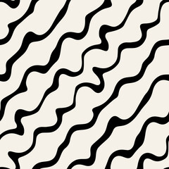 Wall Mural - vector seamless pattern. abstract striped texture with bold monochrome waves. creative background wi