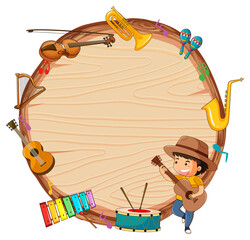 Wall Mural - Empty wooden board with musical instruments