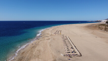 Wall Mural - Aerial view of the beautiful Morro Jable beach in Fuerteventura, Canarias: January 2022