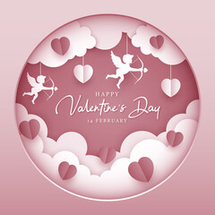 Wall Mural - Valentine's day background design in paper style