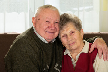 Sticker -  Joyful elderly couple at home