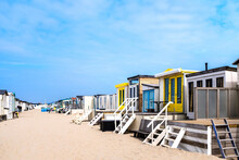 Beach Houses On The Beach Of Wijk Aan Zee, Noord-Holland Province, The Netherlands
