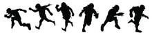 Black Silhouettes Of Goblins In Different Running And Jumping Poses From Different Angles, And In Different Armor And Clothing. 2d Art