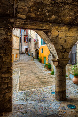 Wall Mural - Place Lascaris (Place du Mont-Agel) in the Medieval Village of Peille, Alpes-Maritimes, Provence, France