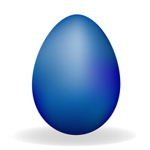 3D Blue Egg . Vector Easter Blue Egg On White Background.