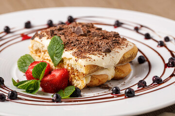 Italian Tiramisu With Strawberries And Mint