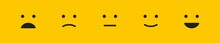 Rating Emotion Icon Set On Yellow Background. Feedback Emoji, Vector Illustration In Flat