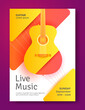 Live music modern poster design with Acoustic guitar. Vector illustration