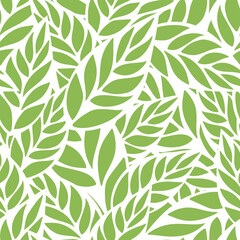 Wall Mural - Modern seamless green and white floral pattern with leaves. Laser cutting ornament. Vector background
