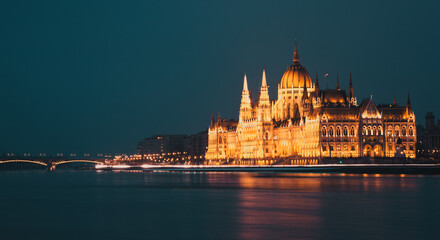 Wall Mural - night shot of Parliament building in Budapest  Hungary