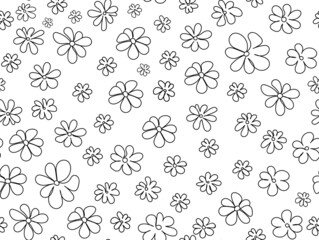 Wall Mural - Floral vector seamless background with hand drawn figured flowers