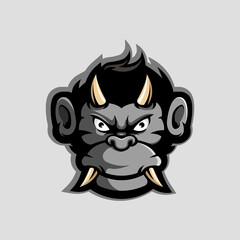 Wall Mural - Monkey devil mascot logo design vector with modern illustration for sport team, gaming, esport