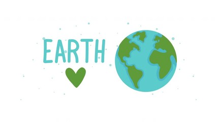 Poster - ecology earth planet and heart animation