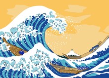Illustrazione Di Grande Onda Quadro Che Rappresenta Tsunami In Giappone