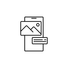 Line icons of website user interface design, web page coding and programming, mobile apps development, branding and data visualization. Web page vector icon.