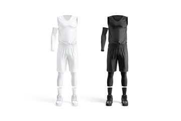 Blank black and white basketball uniform mockup, front view