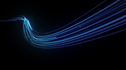 Wall Mural - Abstract Glowing 3d Light Strokes Background/ 4k animation of an abstract looped wallpaper background of glowing 3d light strokes with depth of field and following motion path trajectory