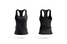 Blank Black Women Racerback Tanktop Mockup, Front And Back View