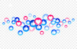 © Nataliia - Blue, red bubble with thumb up like, heart for live stream video chat background. Web botton social media isolated. Network symbol content. Vector flat design tamplate illustration