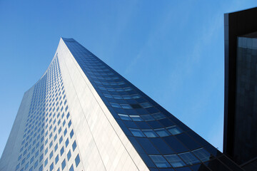 Architecture in blue skyscraper detail background