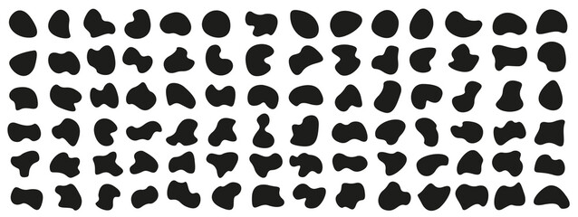 Organic blobs set icon. Random shapes cube drop