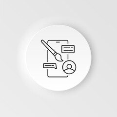 Line icons of website user interface design, web page coding and programming, mobile apps development, branding and data visualization. Neumorphic style vector icon
