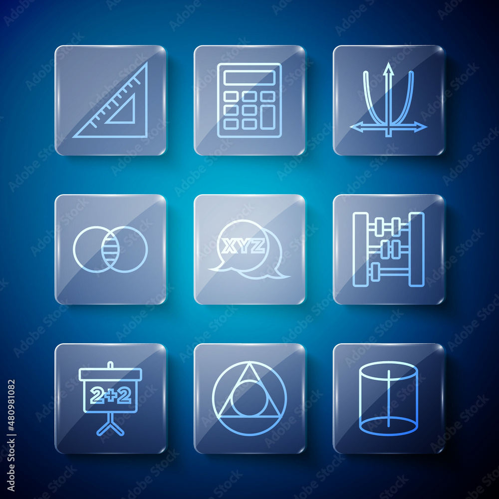 Xy Math Graph Icon Set line Chalkboard, Triangle math, Geometric figure, Graph, schedule ...