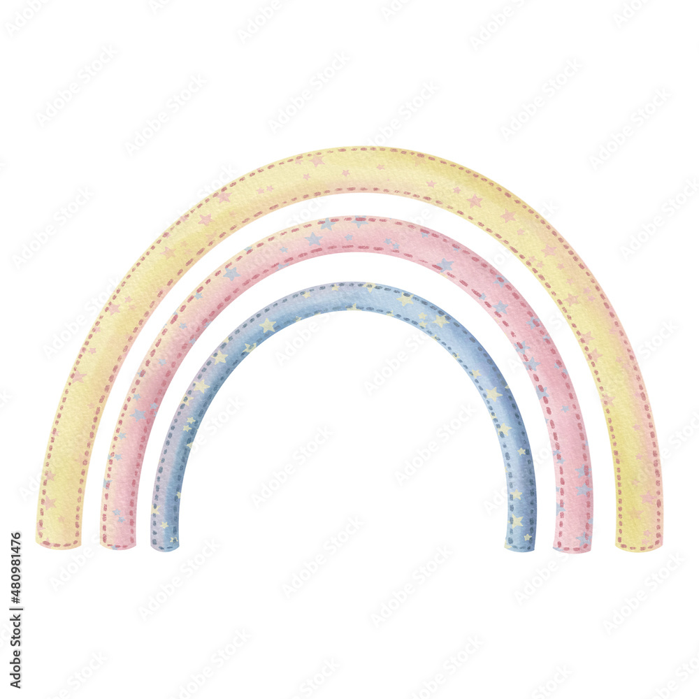 Cute raibow. Hand painted watercolor illustration isolated on white ...