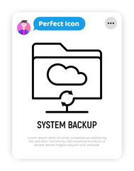 Wall Mural - system backup in cloud service thin line icon. modern vector illustration.
