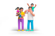 Happy Family with Baby People Standing Holding Hands isolated on