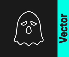 Wall Mural - White line Ghost icon isolated on black background. Happy Halloween party. Vector