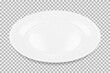 White round empty plate side view with transparent shadow