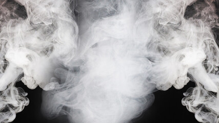 White steam on a black background.