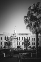 Sticker - Black and White historical inner city of Palermo on Sicily in Italy in Winter