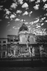 Sticker - Black and White historical inner city of Palermo on Sicily in Italy in Winter