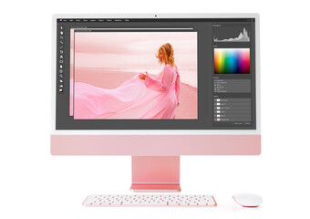Wall Mural - Photo editing and retouching on modern desktop computer