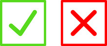 Checkmark Icons. Green Tick And Red Cross Checkmarks. Check Mark And X Symbols.