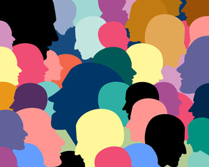 Wall Mural - People profile heads. Vector background pattern.