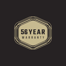 56 Year Anniversary Warranty Celebration With Golden Color For Celebration Event, Wedding, Greeting Card, And Invitation Isolated On Black Background