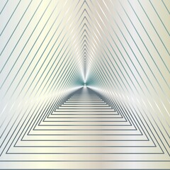 Wall Mural - Gray and green metal triangle Tunnel on a metal background. Vector illustration.