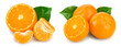 © kolesnikovserg - tangerine or mandarin fruit with leaves isolated on white background. Set or collection