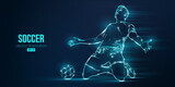Fototapeta  - football soccer player man in action isolated blue background. Vector illustration