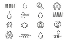 Water Outline Icon Set