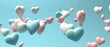 Appreciation and love theme - Flying scattered small hearts - 3D render