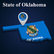 Flag of State of Oklahoma of USA on map on dark background