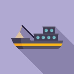 Sticker - Coast fish boat icon flat vector. Sea vessel